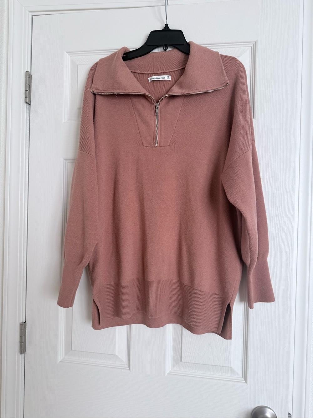 Abercrombie & Fitch Tan Half-Zip Cowl Pullover
